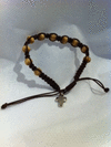 PULSERA MADERA CUERDA CRUZ METAL *22 