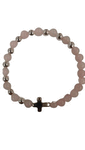 BRAZALETE C/METAL CRUZ PIEDRA AUTENTICA ROSA